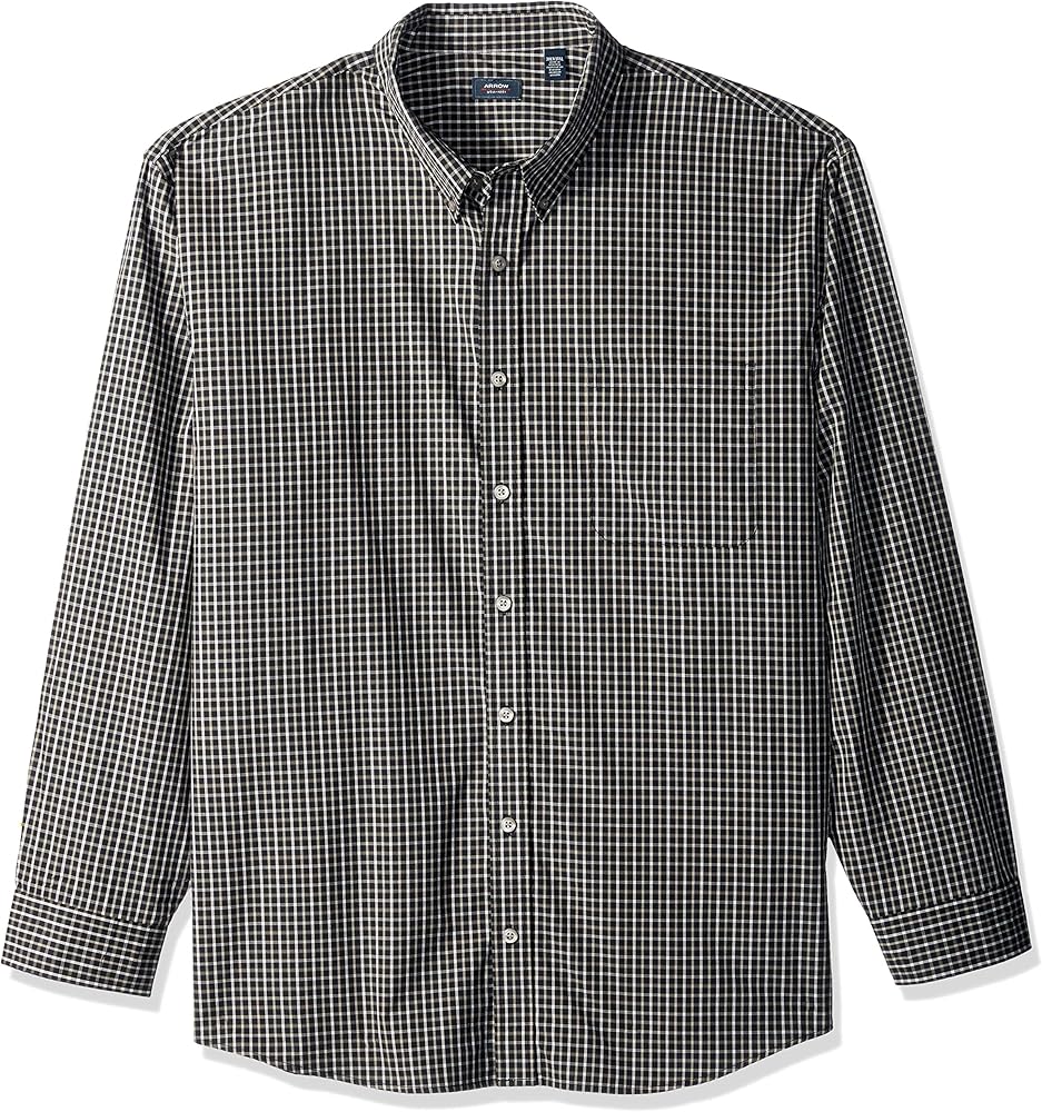 Arrow 1851 Men's Hamilton Poplins Long Sleeve Button Down Plaid Shirt
