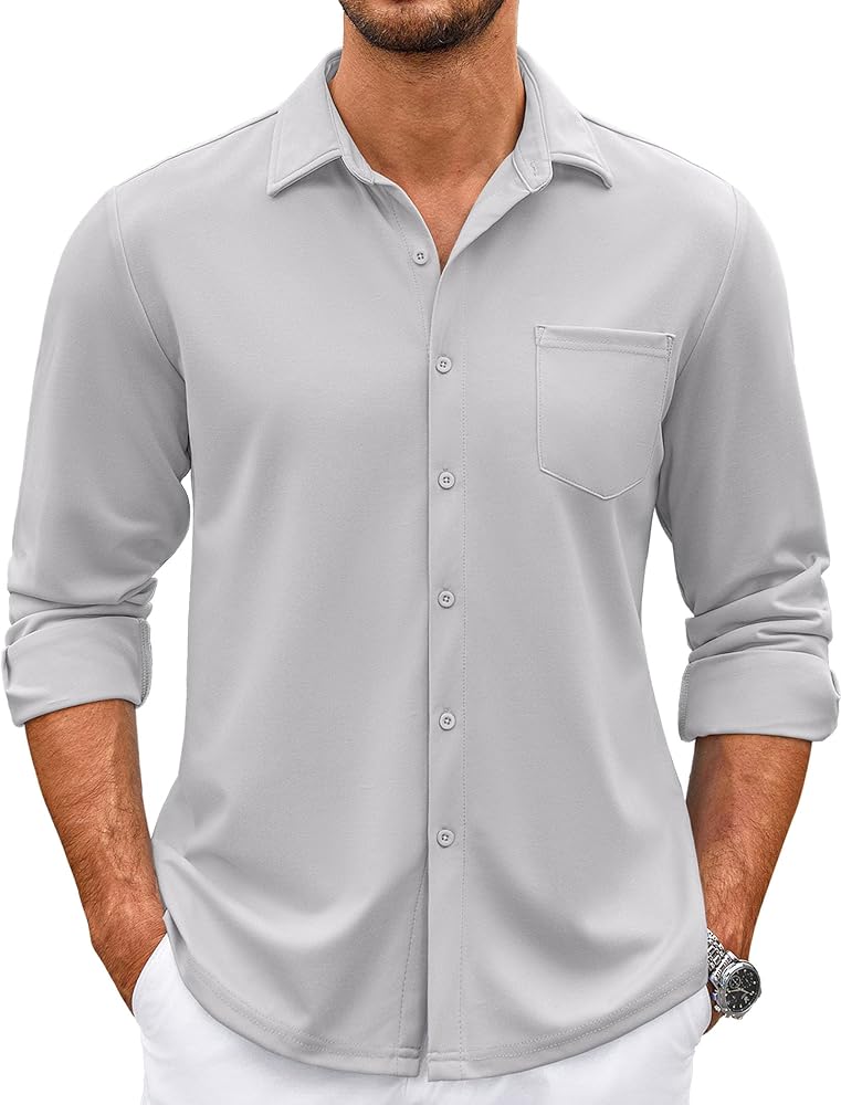 COOFANDY Mens Wrinkle Free Dress Shirts Long Sleeve Untucked Shirts Casual Button Down Shirts
